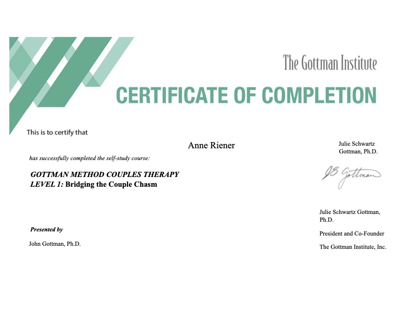 Gottman certificate of completion